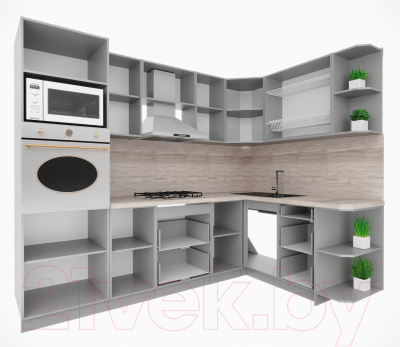 Кухонный гарнитур Интерлиния Мила Деко 1.68x2.6 правая