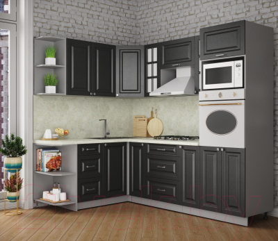 Кухонный гарнитур Интерлиния Мила Деко 1.68x2.4 левая