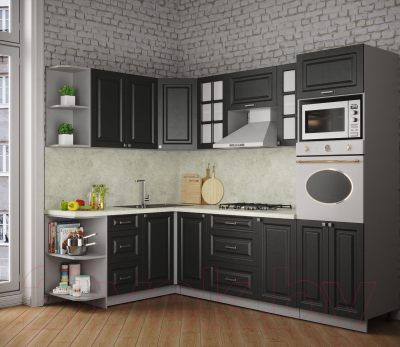 Кухонный гарнитур Интерлиния Мила Деко 1.68x2.6 левая