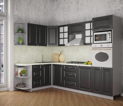 Кухонный гарнитур Интерлиния Мила Деко 1.68x2.8 левая