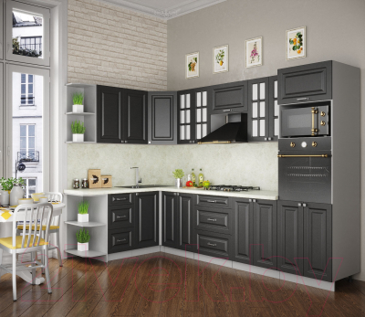 Кухонный гарнитур Интерлиния Мила Деко 1.68x3.0 левая