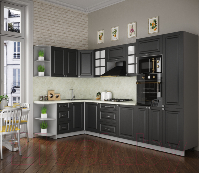 Кухонный гарнитур Интерлиния Мила Деко 1.68x3.2 левая