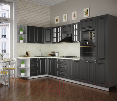 Кухонный гарнитур Интерлиния Мила Деко 1.68x3.4 левая