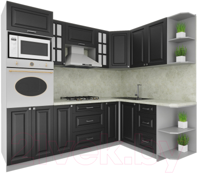 Кухонный гарнитур Интерлиния Мила Деко 1.68x2.4 правая - фото