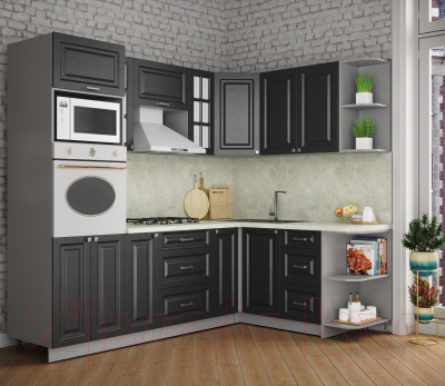 Кухонный гарнитур Интерлиния Мила Деко 1.68x2.4 правая
