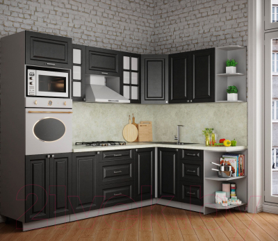 Кухонный гарнитур Интерлиния Мила Деко 1.68x2.6 правая