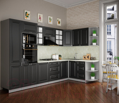 Кухонный гарнитур Интерлиния Мила Деко 1.68x3.2 правая