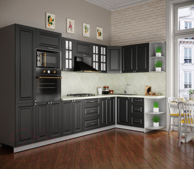 Кухонный гарнитур Интерлиния Мила Деко 1.68x3.4 правая