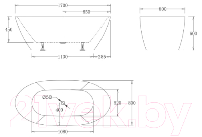 Ванна акриловая BelBagno BB77-1700-W0