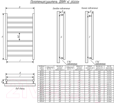 Полотенцесушитель водяной Двин Plaza L 80x50 (черный матовый)