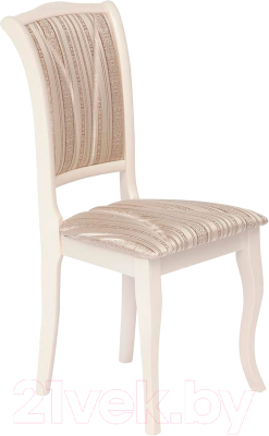 Стул Tetchair Opera 45x53x97 (дерево гевея/Ivory White/слоновая кость/ткань бежевая/рисунок золото) - фото