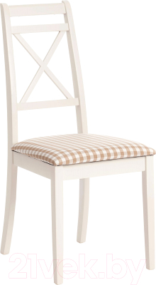 Стул Tetchair Picasso 45x53x97 (дерево гевея/Ivory White/слоновая кость/ткань клетка мелкая) - фото