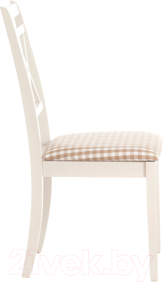 Стул Tetchair Picasso 45x53x97 (дерево гевея/Ivory White/слоновая кость/ткань клетка мелкая)
