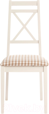 Стул Tetchair Picasso 45x53x97 (дерево гевея/Ivory White/слоновая кость/ткань клетка мелкая)