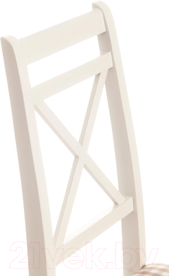 Стул Tetchair Picasso 45x53x97 (дерево гевея/Ivory White/слоновая кость/ткань клетка мелкая)