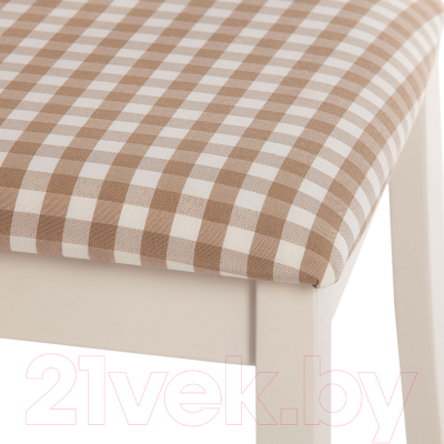 Стул Tetchair Picasso 45x53x97 (дерево гевея/Ivory White/слоновая кость/ткань клетка мелкая)