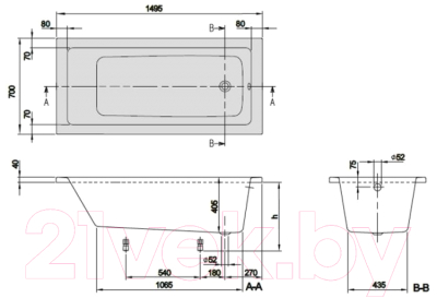 Ванна акриловая Villeroy & Boch Targa Plus Solo 150x70 / UBA150NES2V01