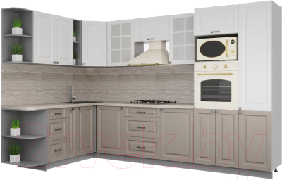 Кухонный гарнитур Интерлиния Мила Деко 1.88x3.2 левая - фото