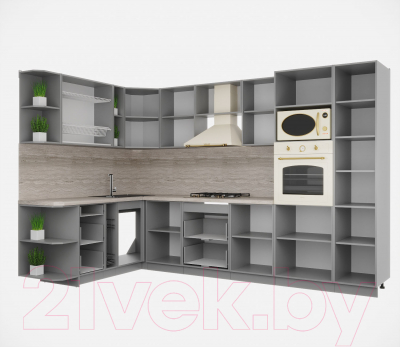 Кухонный гарнитур Интерлиния Мила Деко 1.88x3.2 левая