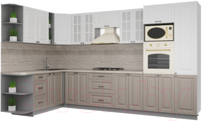 Кухонный гарнитур Интерлиния Мила Деко 1.88x3.4 левая - фото