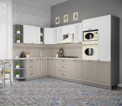 Кухонный гарнитур Интерлиния Мила Деко 1.88x3.4 левая