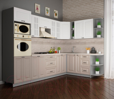 Кухонный гарнитур Интерлиния Мила Деко 1.88x3.0 правая