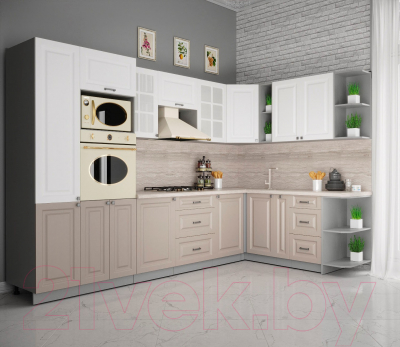 Кухонный гарнитур Интерлиния Мила Деко 1.88x3.2 правая