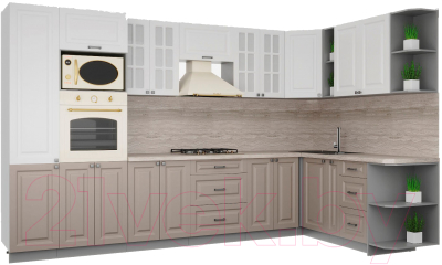 Кухонный гарнитур Интерлиния Мила Деко 1.88x3.4 правая - фото