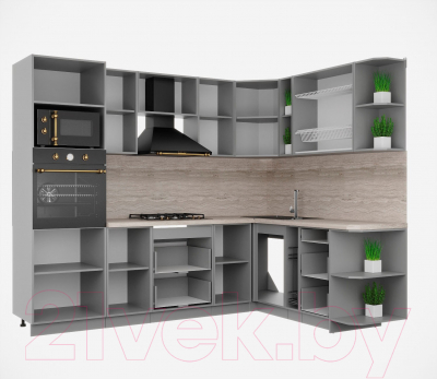 Кухонный гарнитур Интерлиния Мила Деко 1.88x2.6 правая