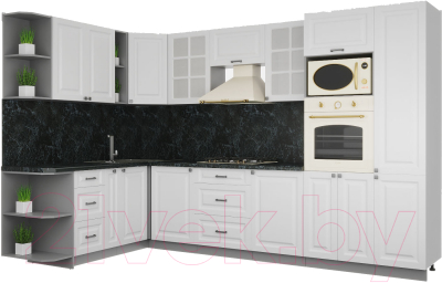 Кухонный гарнитур Интерлиния Мила Деко 1.88x3.2 левая - фото