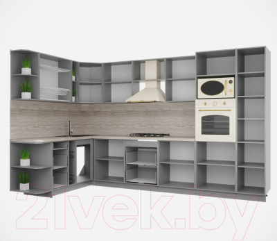 Кухонный гарнитур Интерлиния Мила Деко 1.88x3.4 левая