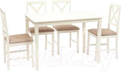 Обеденная группа Tetchair Hudson Dining Set эконом (дерево гевея/Ivory White) - фото