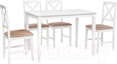 Обеденная группа Tetchair Hudson Dining Set эконом (дерево гевея/Pure White) - фото