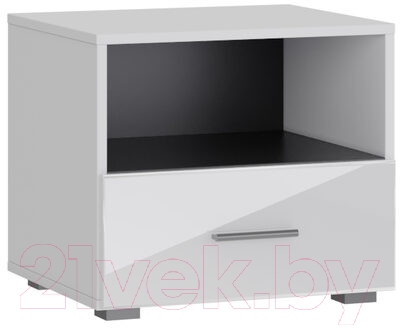 Прикроватная тумба НК Мебель Gloss / 72374523 (белый/белый глянец) - фото