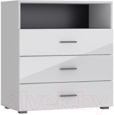 Комод НК Мебель Gloss КМ-3 / 72374524 (белый/белый глянец) - фото