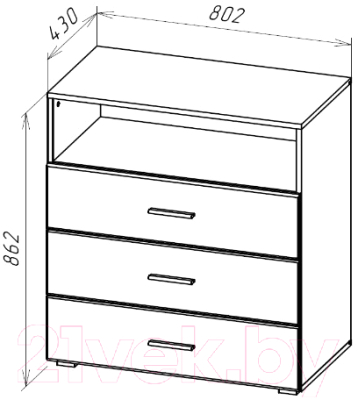 Комод НК Мебель Gloss КМ-3 / 72374524 (белый/белый глянец)