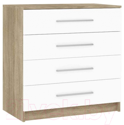 Комод НК Мебель Бланка с 4-я ящиками / 72250070 (дуб сонома/белый глянец) - фото