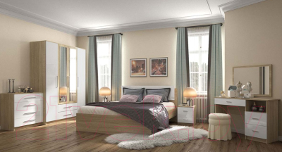 Комод НК Мебель Бланка с 4-я ящиками / 72250070 (дуб сонома/белый глянец)