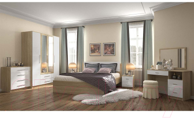 Шкаф НК Мебель Бланка 4-х дверный / 72250076 (дуб сонома/белый глянец)