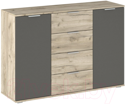 Тумба НК Мебель Венеция 1300 / 72040080 (дуб серый крафт/графит) - фото