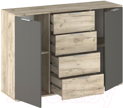 Тумба НК Мебель Венеция 1300 / 72040080 (дуб серый крафт/графит)