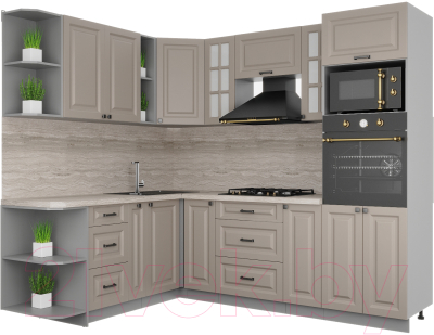 Кухонный гарнитур Интерлиния Мила Деко 1.88x2.4 левая - фото