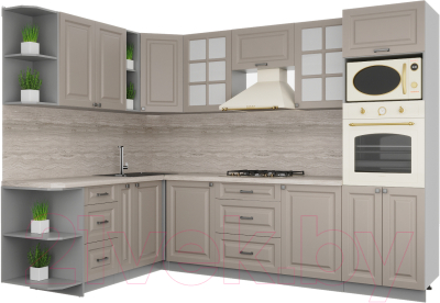 Кухонный гарнитур Интерлиния Мила Деко 1.88x2.8 левая - фото