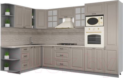 Кухонный гарнитур Интерлиния Мила Деко 1.88x3.2 левая - фото