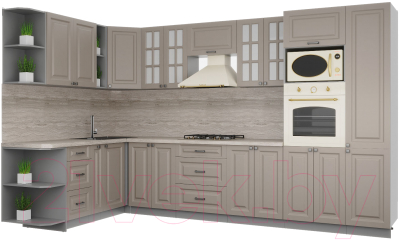 Кухонный гарнитур Интерлиния Мила Деко 1.88x3.4 левая - фото