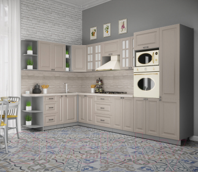 Кухонный гарнитур Интерлиния Мила Деко 1.88x3.4 левая