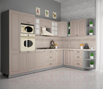 Кухонный гарнитур Интерлиния Мила Деко 1.88x3.2 правая