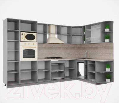 Кухонный гарнитур Интерлиния Мила Деко 1.88x3.2 правая