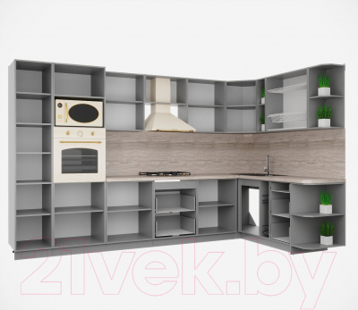 Кухонный гарнитур Интерлиния Мила Деко 1.88x3.4 правая