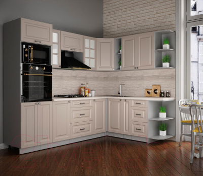 Кухонный гарнитур Интерлиния Мила Деко 1.88x2.6 правая